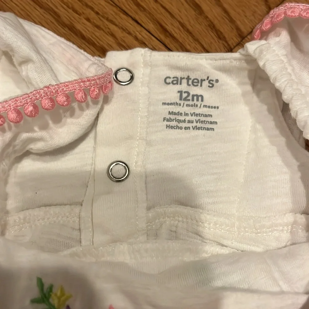 Carter's White Diaper Cover with Colorful Floral Design